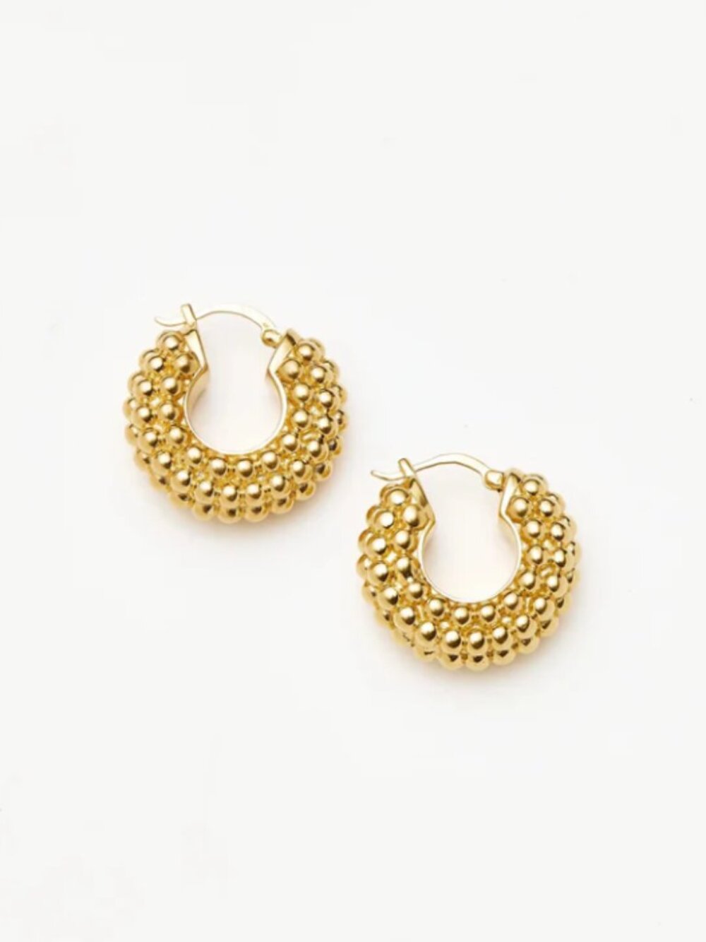 Missoma Baya Bobble Hoop Earrings 18K Gold Plated Statement Everyday Hoops - Picture 3 of 6